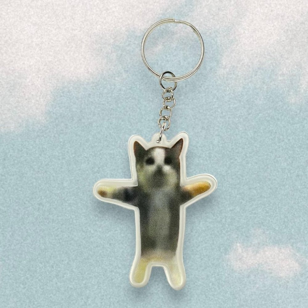 Happy cat keychain charm